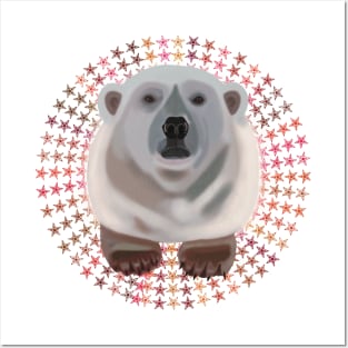 Polar Bear on circular Star pattern Posters and Art